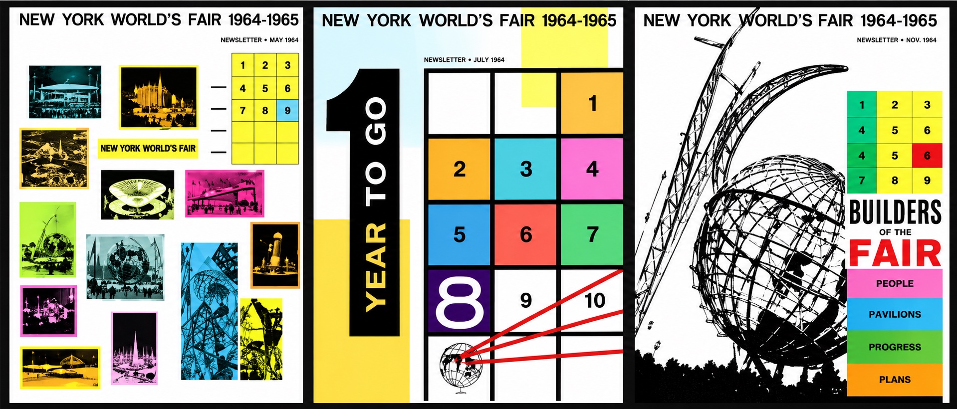 New York World’s Fair Progress Report newsletters — May, July, and November 1964