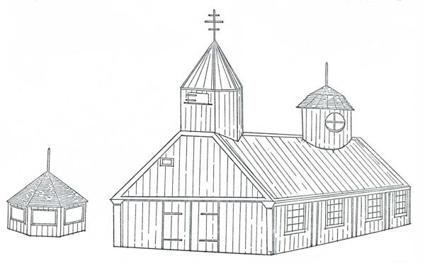 Russian Orthodox Church Exhibit line drawing