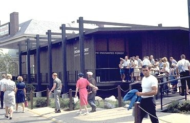 Crowds gather at entrance to Scott's "Enchanted Forest"