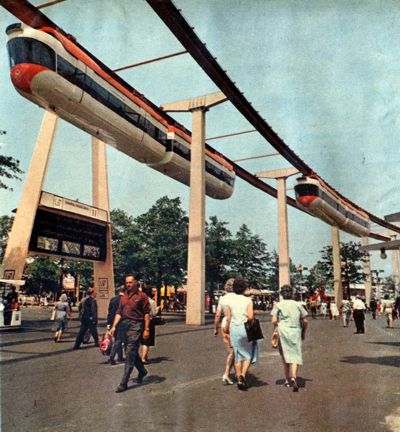 Monorail trains on single rails