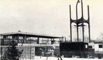 Two-story hub building under construction