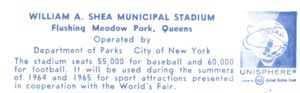 Reverse of Shea Stadium postcard No. 65619-B
