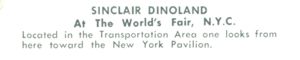 Sinclair Dinoland unauthorized postcard reverse