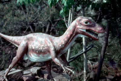 Bony plates provided the ultimate protection for Stegosaurus. We find him on the pathway as we head toward the Sinclair Petroleum displays.