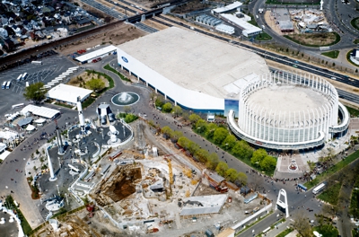 US Space Park Aerial View with the Hall of Science Under Construction