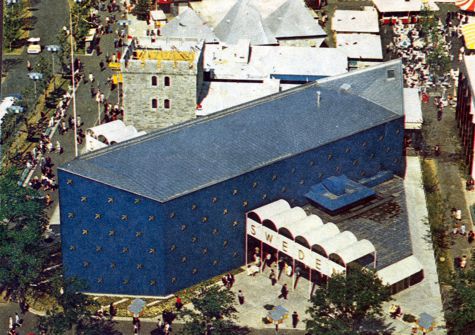 Within this royal blue pavilion are an outstanding restaurant, a Stockholm department store branch and industrial and commercial exhibits.