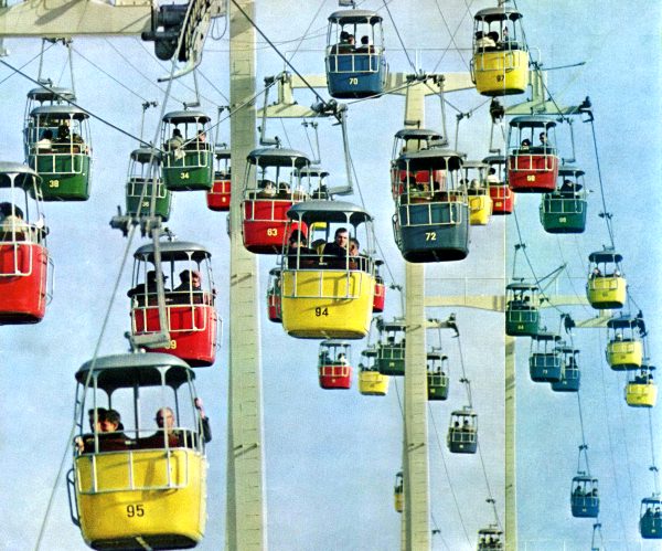 Swiss Sky Ride cable cars traversing the International Area