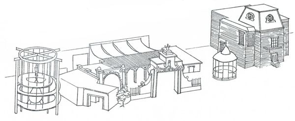 Texas Pavilions line drawing