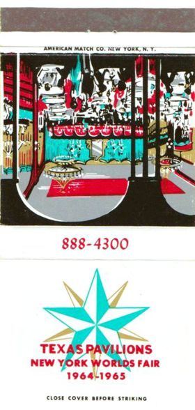 Matchbook cover, Souvenir of The Texas Pavilions