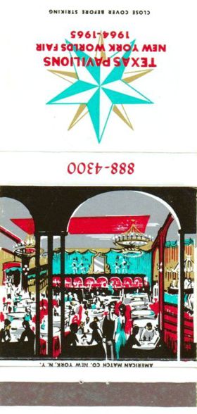 Matchbook cover, Souvenir of The Texas Pavilions
