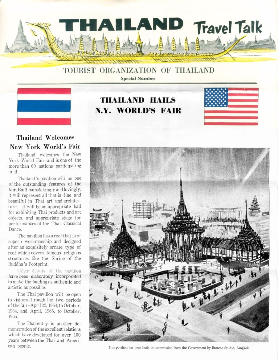 Thailand Travel Talk brochure — Tourist Organization of Thailand special number for the New York World’s Fair