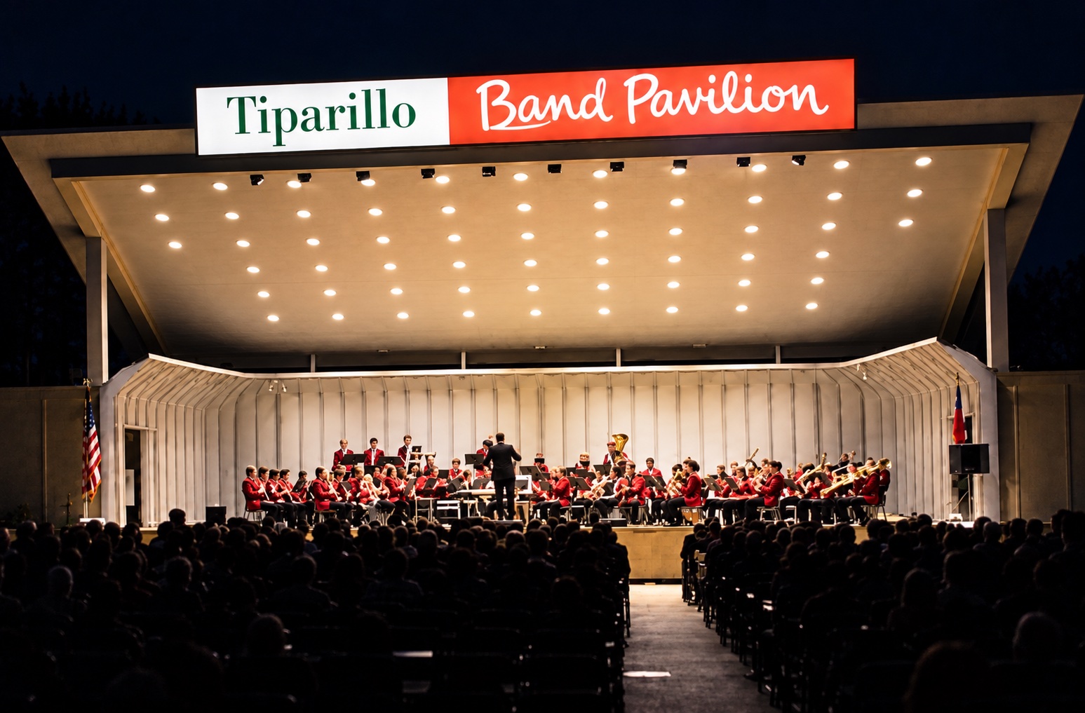 Tiparillo Band Pavilion — nighttime concert under the bandshell