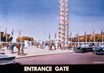 Artist's rendering of an Entrance Gate showing a Tower