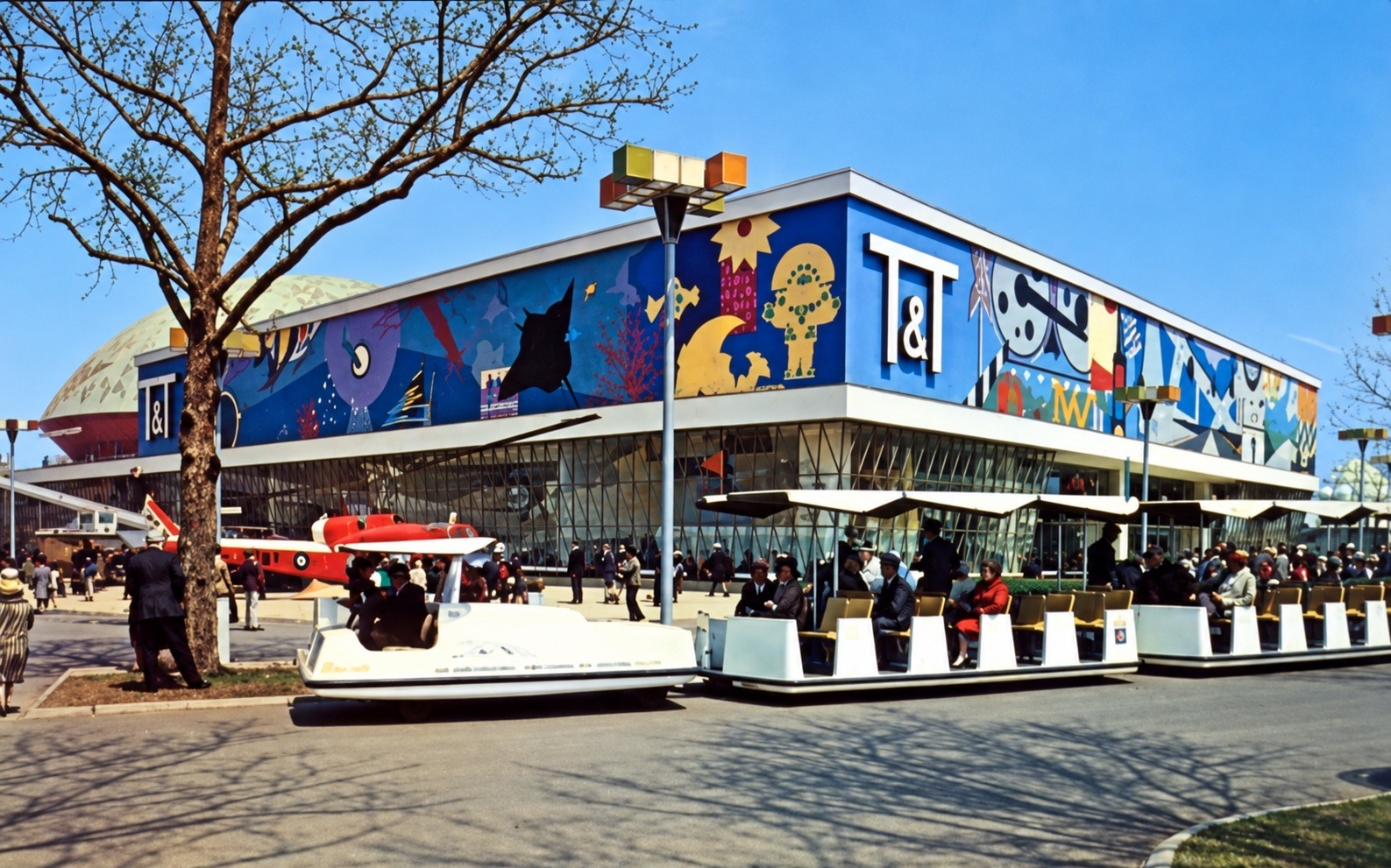 Transportation & Travel Pavilion with tram and T & T mural
