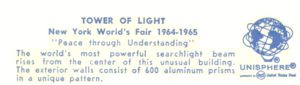 Reverse of Tower of Light postcard No. 87422-B