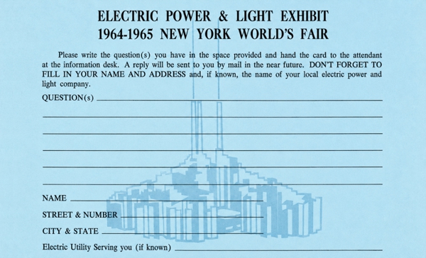 Tower of Light information request card