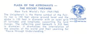 Reverse of Plaza of the Astronauts postcard No. 72590-B