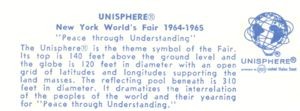 Reverse of Blue Unisphere postcard No. 80480-B