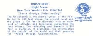 Reverse of Unisphere, Night (Vertical) postcard No. 86865-B