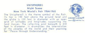 Reverse of Unisphere, Night (Horizontal) postcard No. 86865-B