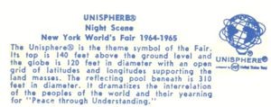 Reverse of Unisphere at Night postcard No. 88525-B
