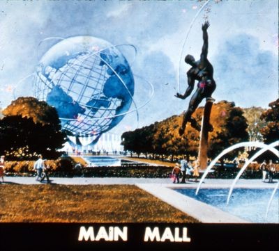 Artist's rendering of the Main Mall with Unisphere & The Rocket Thrower