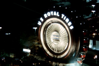 The Tire illuminated at Night