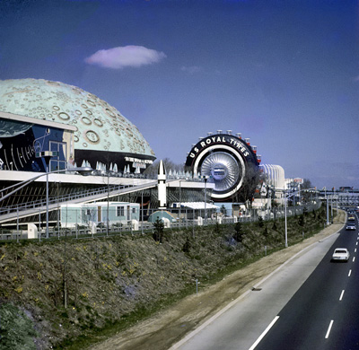 Transportation Area showing the U.S. Rubber Ferris Wheel as seen from the Grand Central Parkway