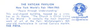 Reverse of Night Vatican Pavilion postcard No. 92318-B