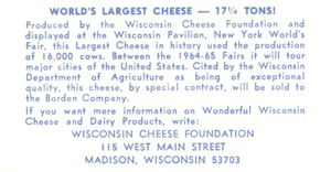 Reverse of Wisconsin Pavilon postcard No. 80841-B