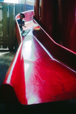 Whoppee! Down the giant Silo Slide at the Wisconsin Pavilion
