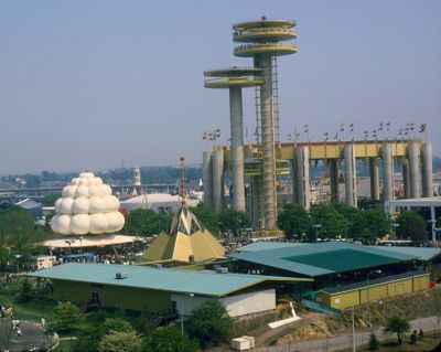 Wisconsin Pavilion as seen from the U.S. Rubber Ferris Wheel